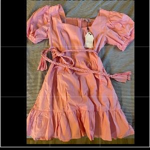 Bubblegum Pink ruffle sleeve dress